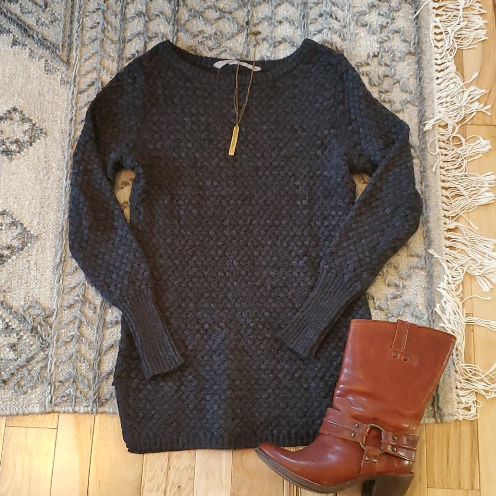 Athleta Charcoal Grey Crossweave Tunic Sweater